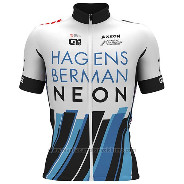 2017 Abbigliamento Ciclismo Axeon Hagens Berman Bianco e Nero Manica Corta e Salopette